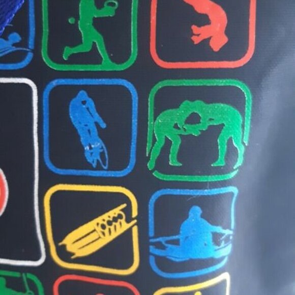 VTG USA OLYMPICS colorful all purpose tote bag canvas cotton black multi sport - Picture 2 of 6